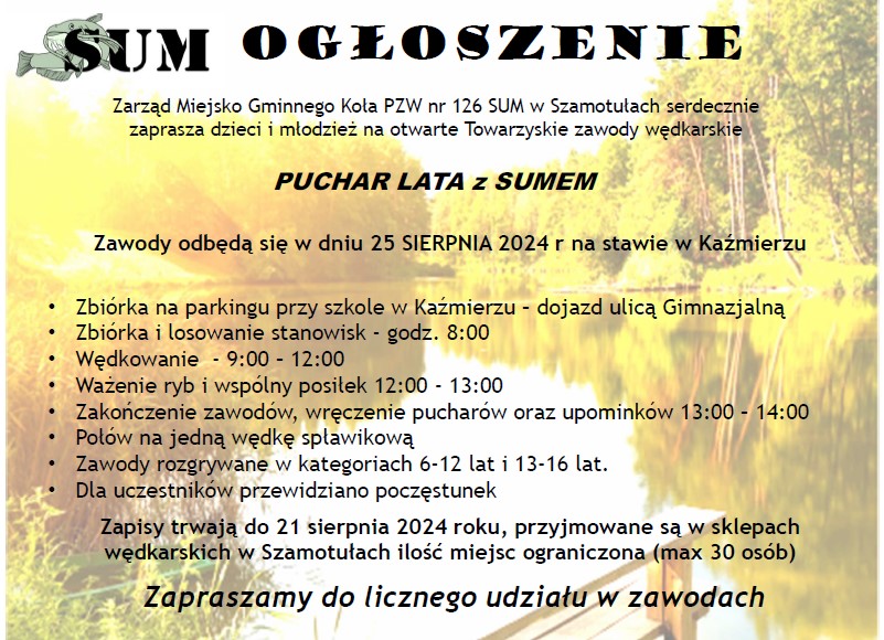 Ogłoszenie puchar lata z sumem
